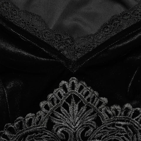 Goth V-neck velvet and laceDress