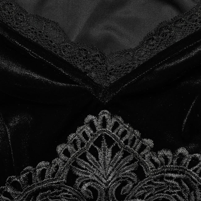Goth V-neck velvet and laceDress