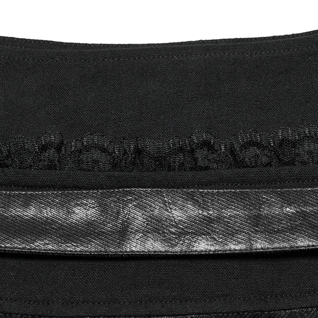 Punk pleated leather skirt
