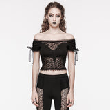 Gothic off shoulder lace corp Top