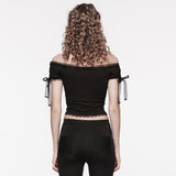 Gothic off shoulder lace corp Top