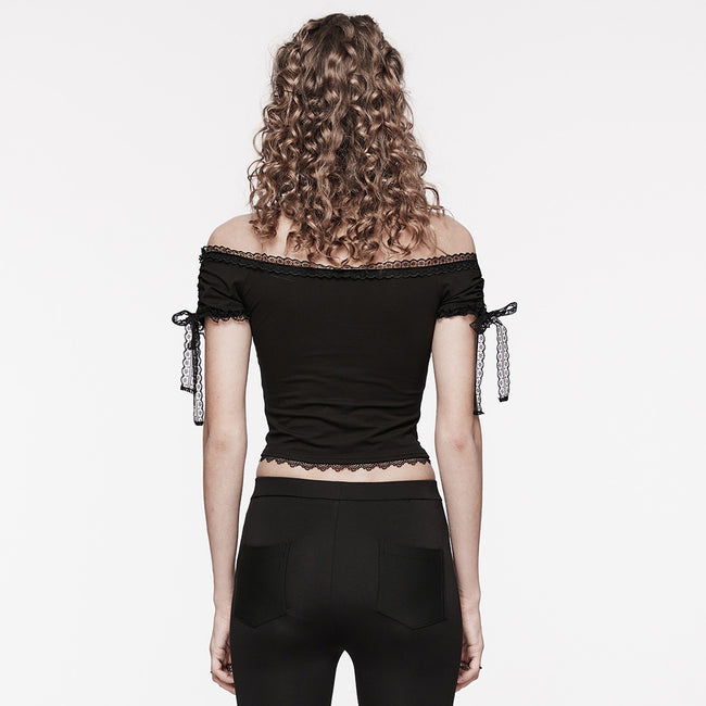 Gothic off shoulder lace corp Top