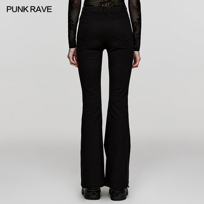 Gothic  V-shaped hollow flared pants