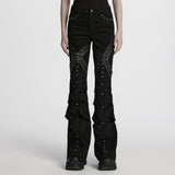 Punk hollow structured flared pants