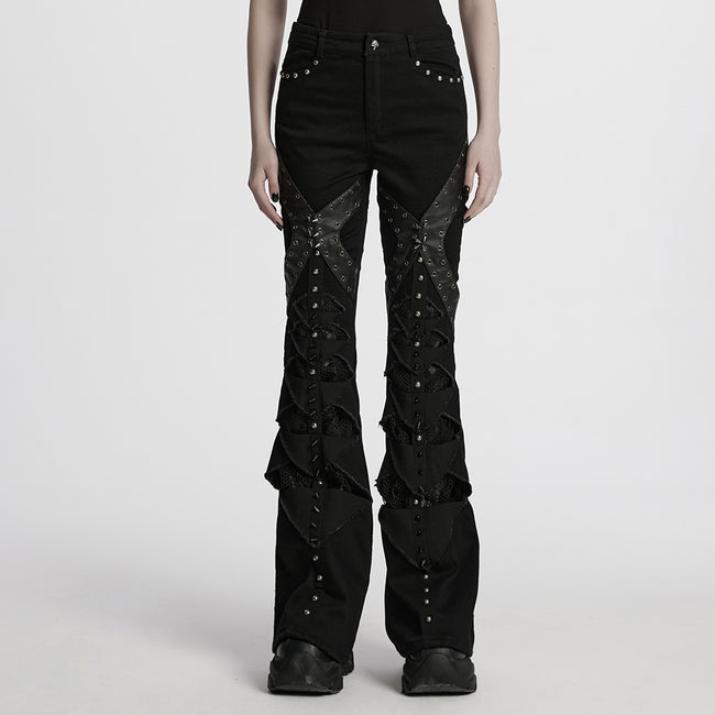 Punk hollow structured flared pants
