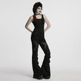 Punk hollow structured flared pants