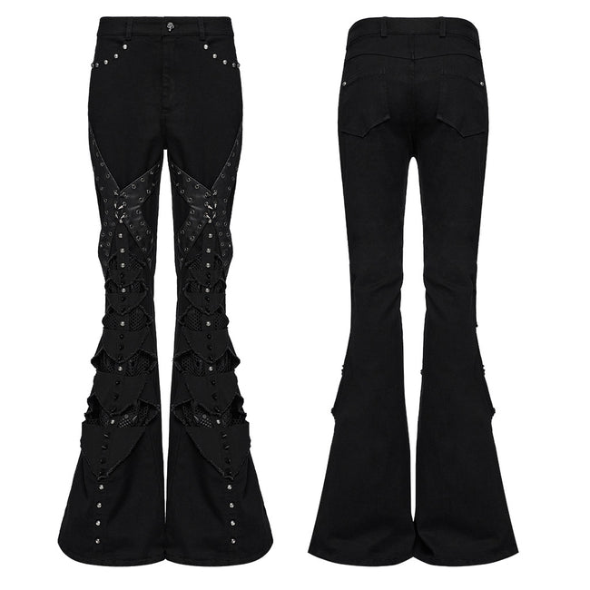 Punk hollow structured flared pants