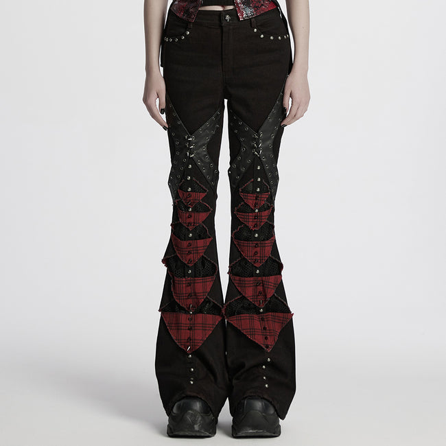 Punk hollow structured flared pants