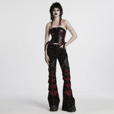 Punk hollow structured flared pants