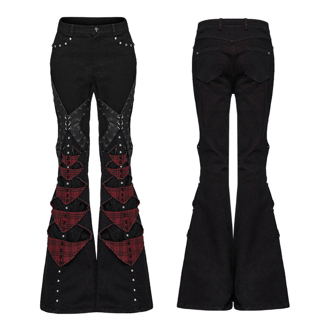 Punk hollow structured flared pants