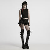 Punk stretch denim hollow shorts