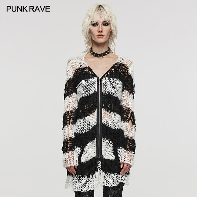 Punk striped cardigan sweater