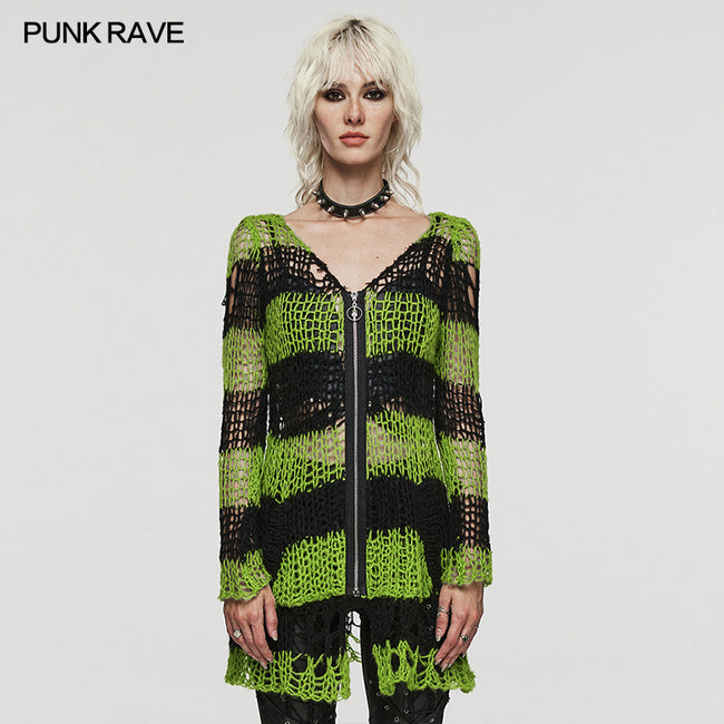 Punk striped cardigan sweater