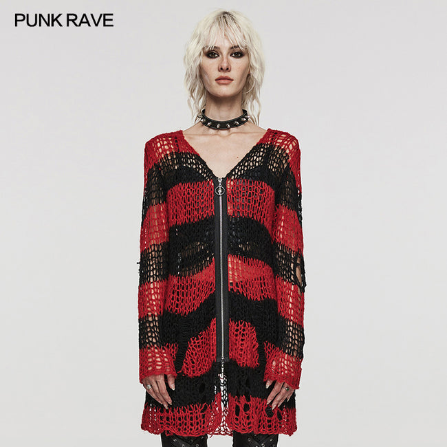 Punk striped cardigan sweater