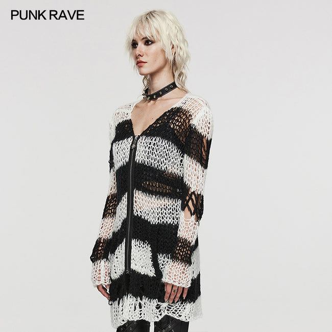 Punk striped cardigan sweater