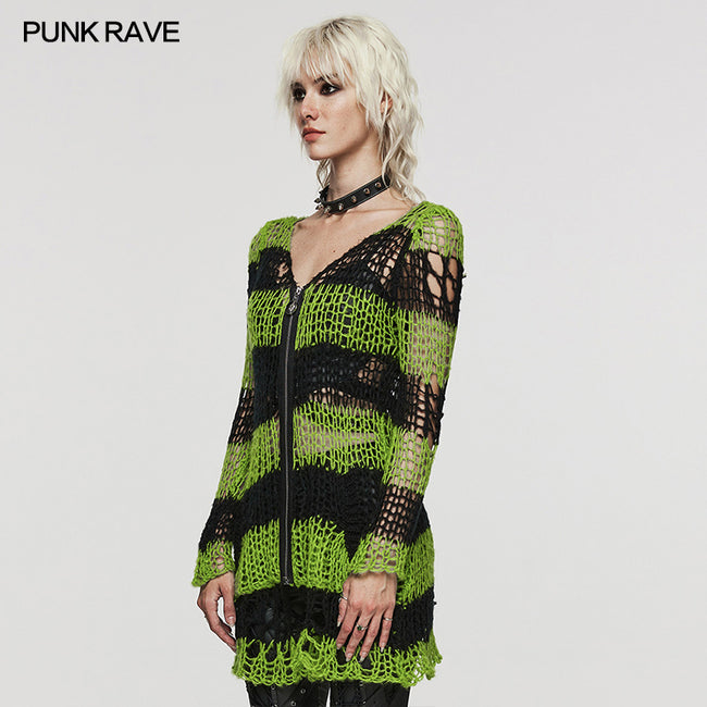 Punk striped cardigan sweater