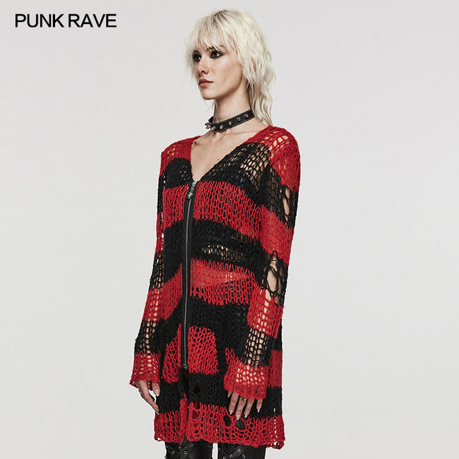 Punk striped cardigan sweater