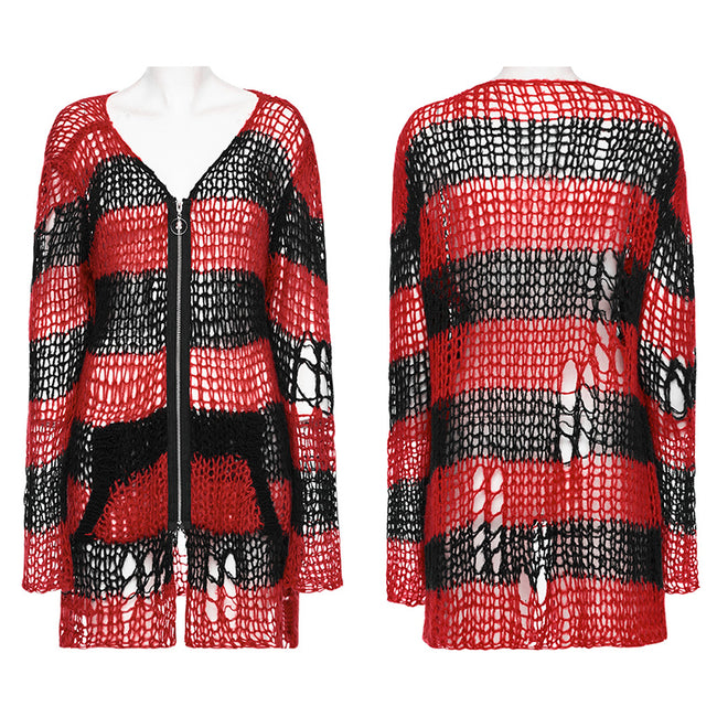 Punk striped cardigan sweater