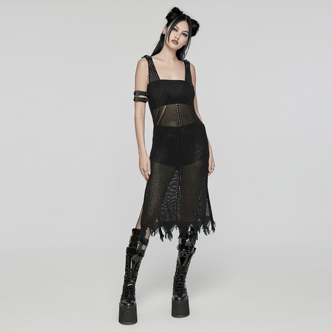 The Post-apocalyptic Techwear Style Knitted Hollow out Dress