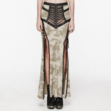 Punk cool drawstring slit skirt