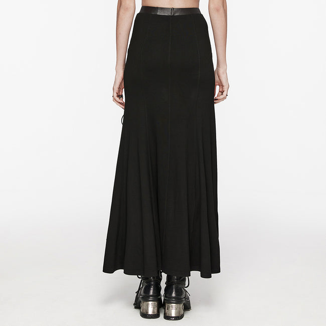 Punk cool drawstring slit skirt