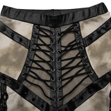 Punk cool drawstring slit skirt