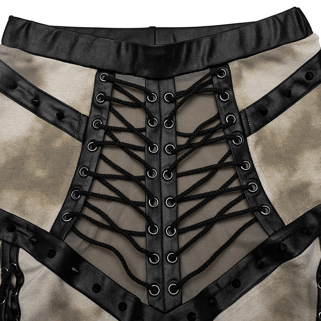 Punk cool drawstring slit skirt
