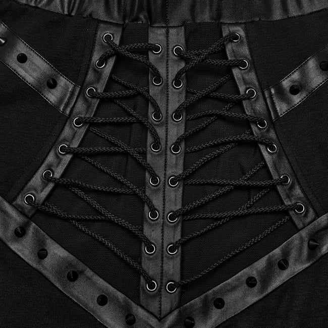 Punk cool drawstring slit skirt