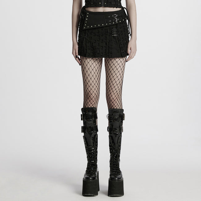Decadent punk denim skirt