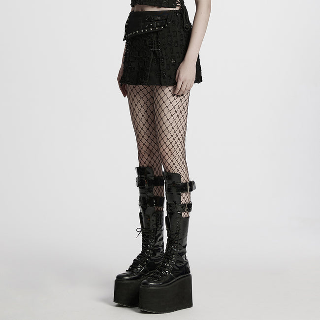 Decadent punk denim skirt