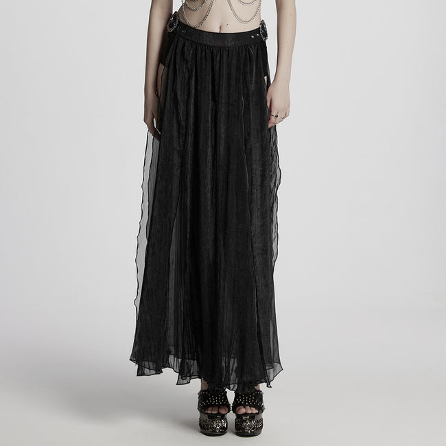Gothic sexy goddess chiffon long skirt
