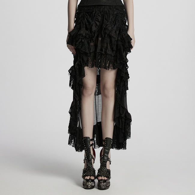 Gothic asymmetrical lace skirt