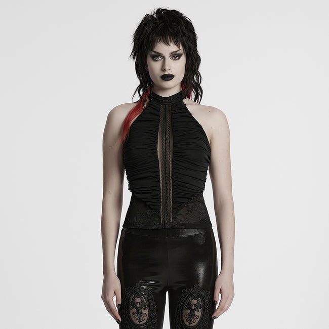 Gothic pleated halter neck top