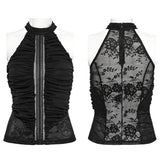 Gothic pleated halter neck top