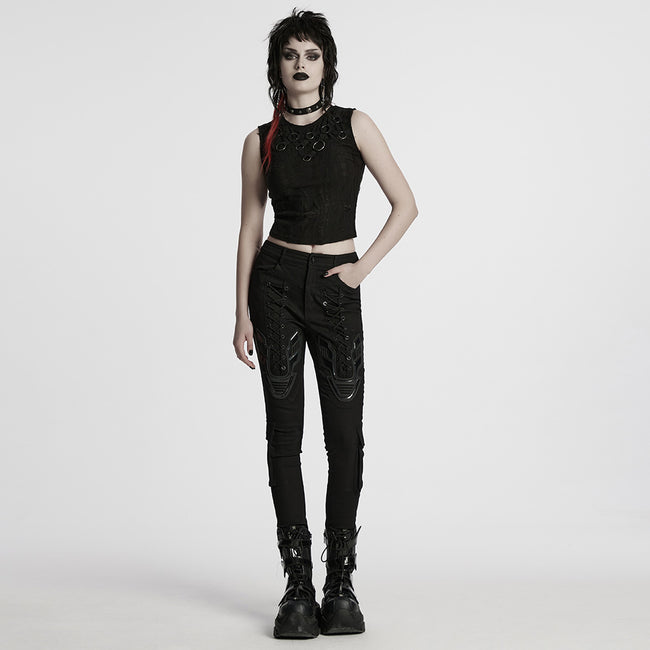 Punk tattered iron ring vest