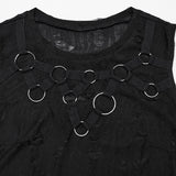 Punk tattered iron ring vest