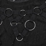 Punk tattered iron ring vest