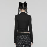 Punk drawstring structure T-shirt