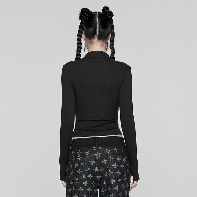 Punk drawstring structure T-shirt