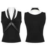 Punk V-neck cross loop vest