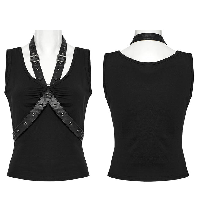 Punk V-neck cross loop vest