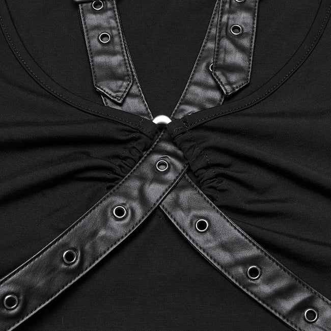 Punk V-neck cross loop vest