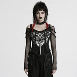 Punk bat skull printed T-shirt