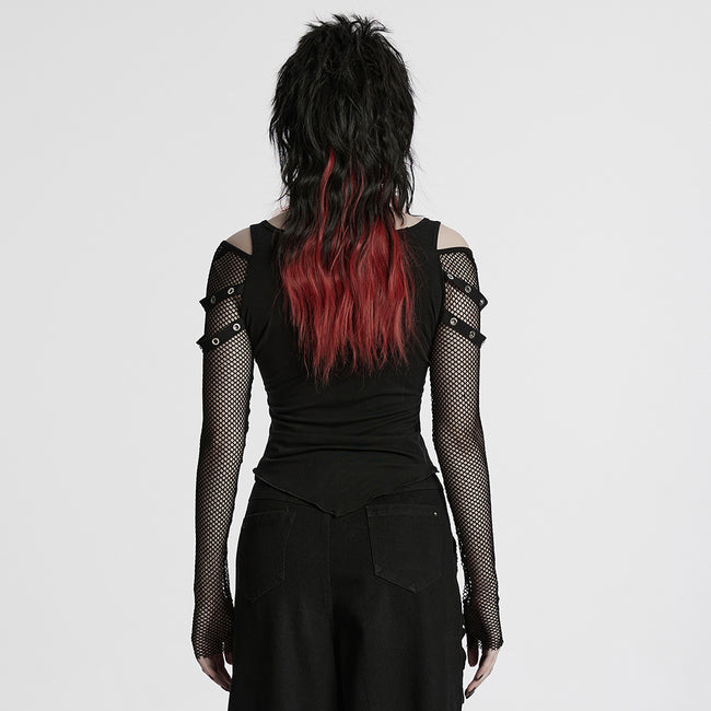 Punk bat skull printed T-shirt