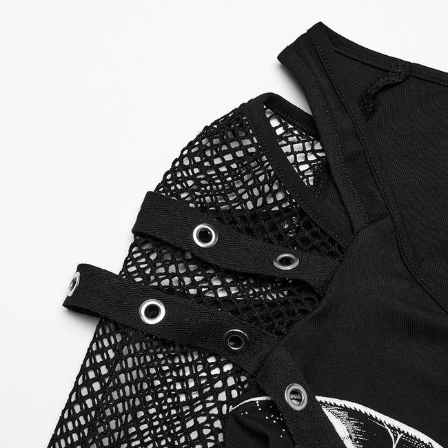 Punk bat skull printed T-shirt