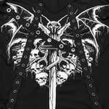 Punk bat skull printed T-shirt