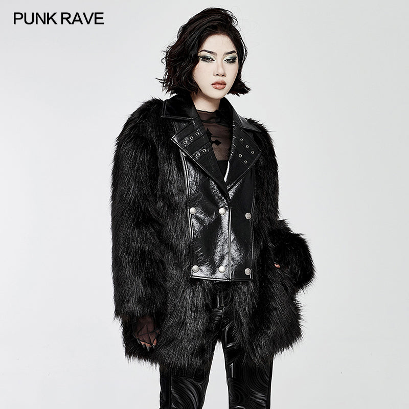 00’s GOSTER DE FUGA fur p coat Y2K punk PUNK faux fur coat– Punkravestore