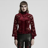 Retro embroidered velvet shirt