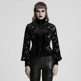 Retro embroidered velvet shirt