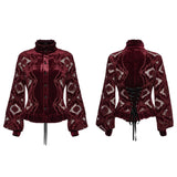 Retro embroidered velvet shirt